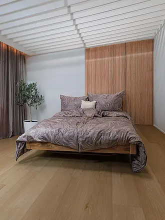 FLEURESSE | Satin Bettwäsche 70x90cm/140x200cm MODERN GARDEN B Mokka | 
